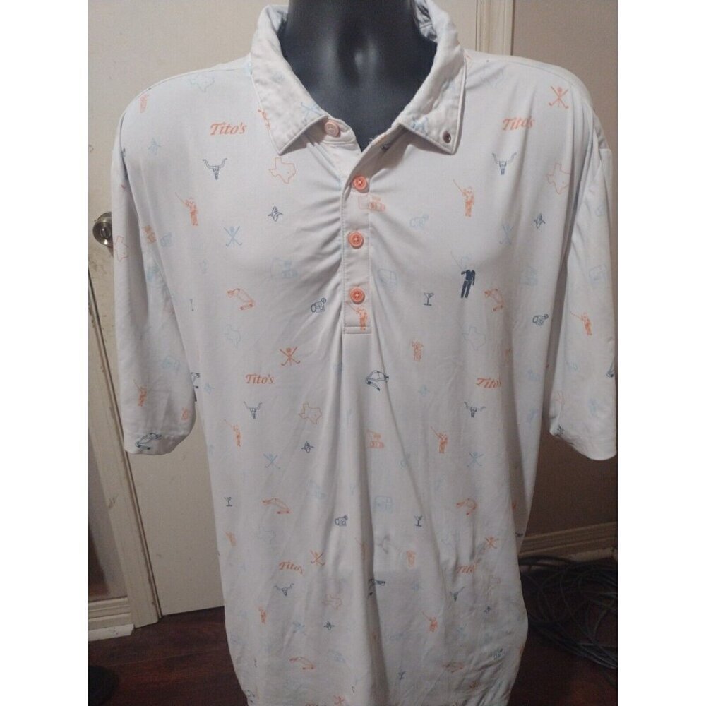 Men's William Murray Golf All Over Print Short Sleeve Polo Shirt XL White